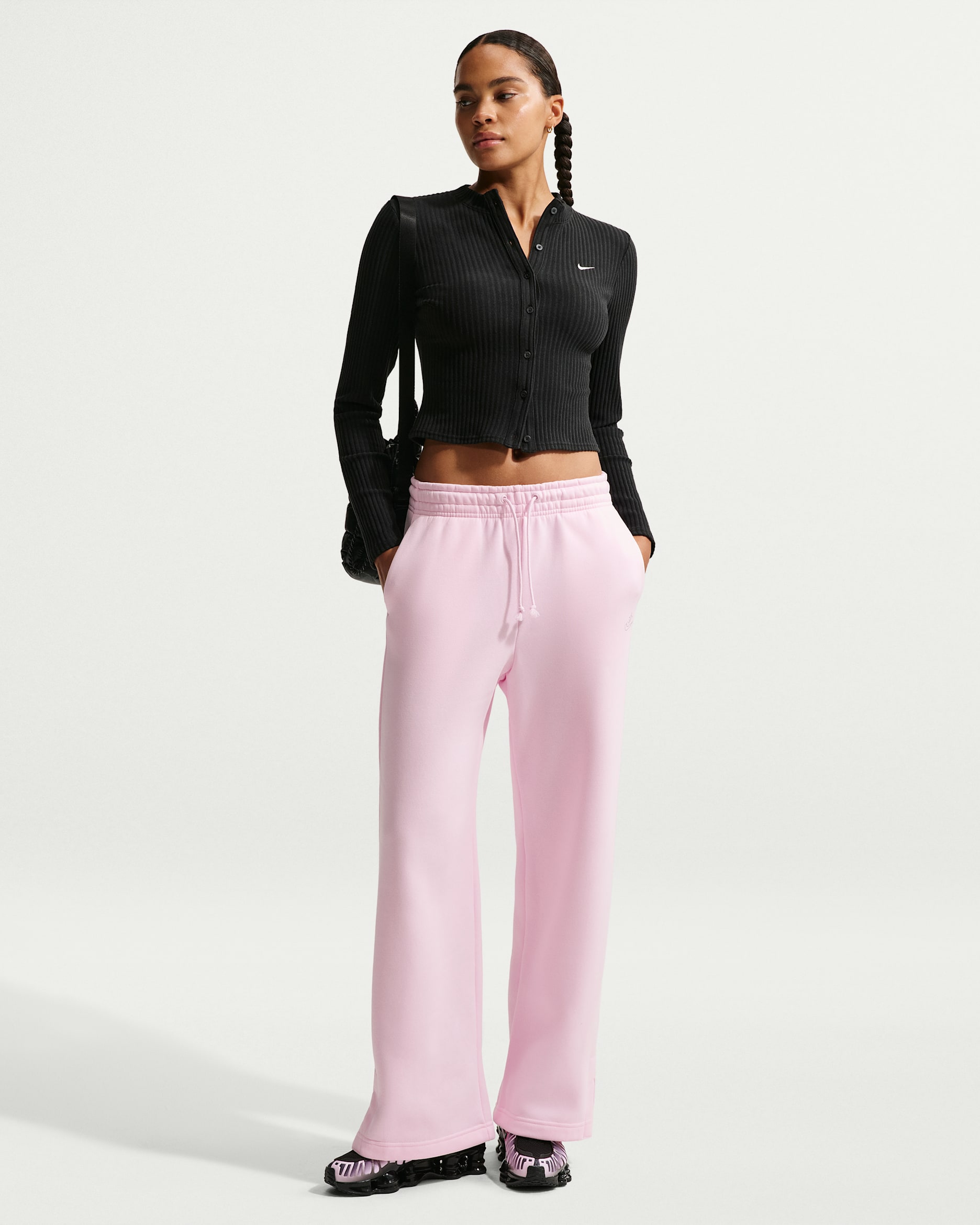 PINKタンクトップ＆ショーパンセット(BLK) Nike Sportswear Phoenix Fleece Women's High-Waisted Wide-Leg Pants